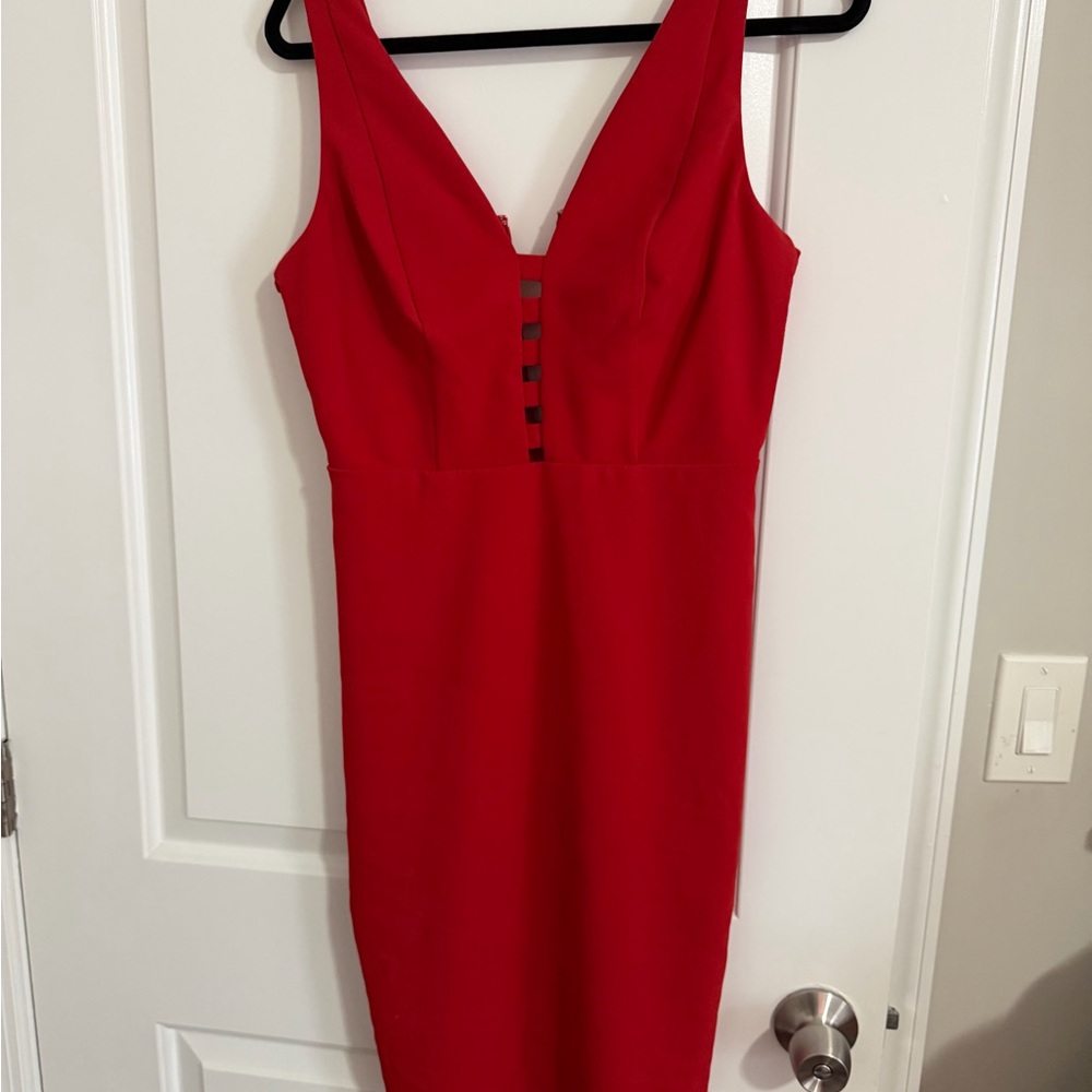 Laundry By Shelli Segal Vibrant Red Midi Dress